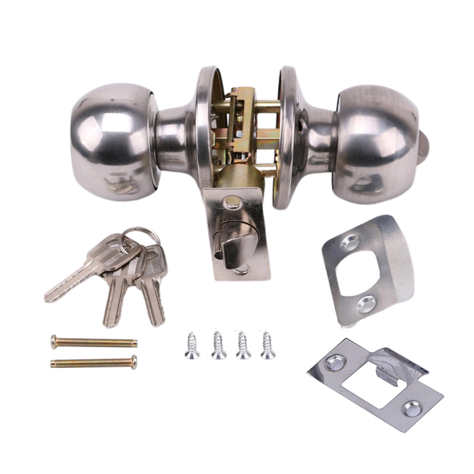 Amazon.co.jp: GUXEMEI ステンレススチール 回転式 丸型ドアノブセット